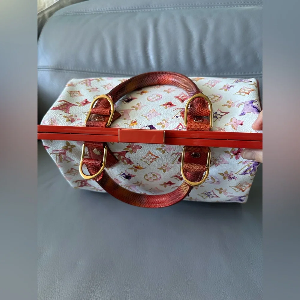 Louis Vuitton MONOGRAM WATERCOLOR FRAME SPEEDY with snakeskin trim - Picture 6 of 13